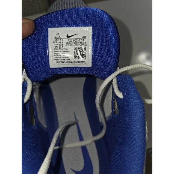 Nike Men's Alpha Menace 4 Pro Football Size 12.5 White/blue And Black FZ7702-107 - Picture 5 of 6